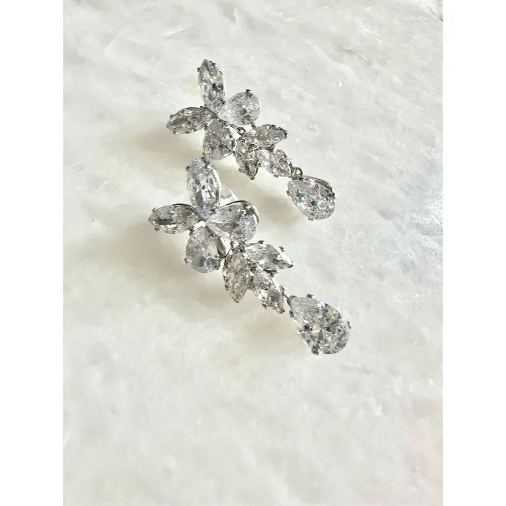 Super sparkly cubic zirconia butterfly marquis chandelier dangle earrings ￼
